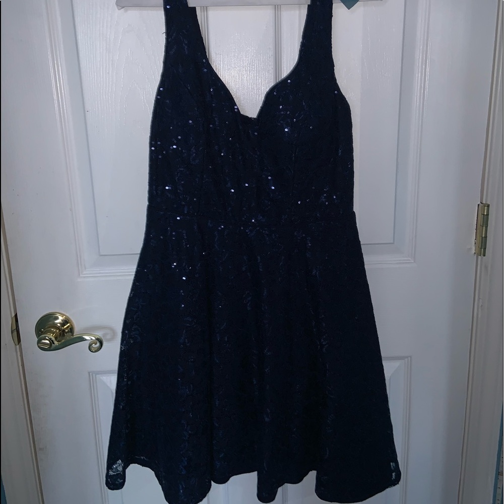 Navy Blue Fit Flare Dress
